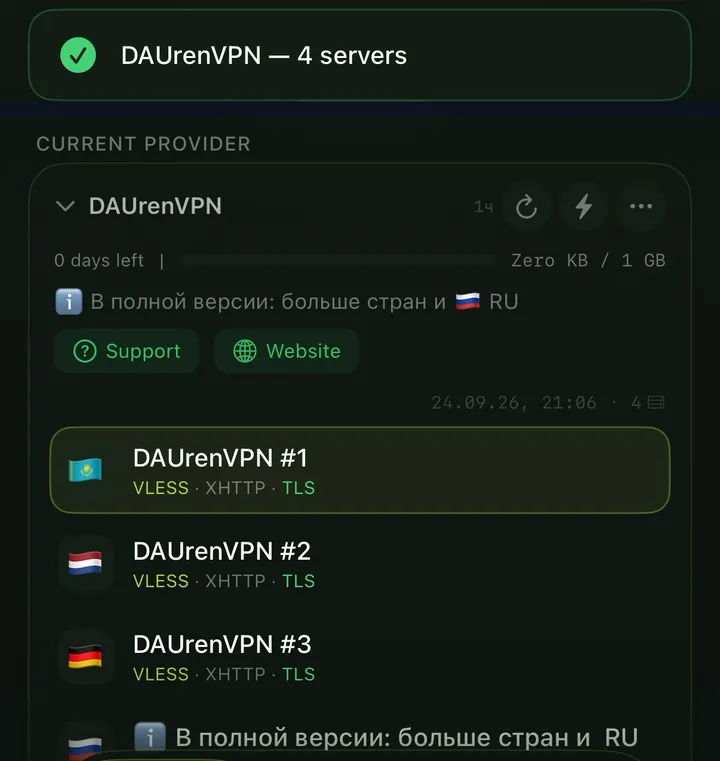 Серверы DAUrenVPN в INCY